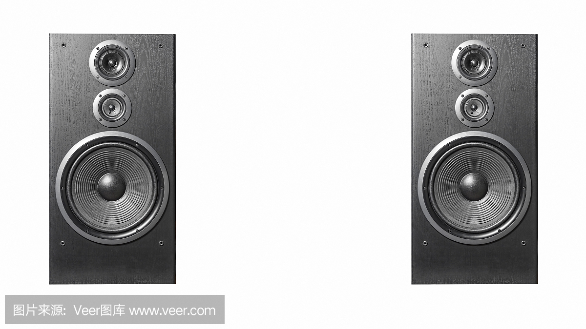近距離播放高保真黑色揚聲器。專業音響設備